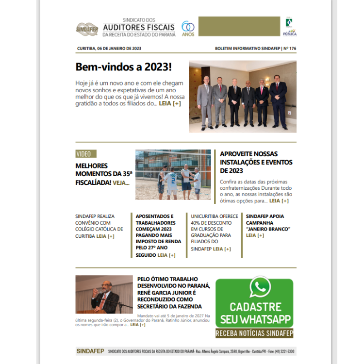 Boletim Informativo - Edição n°176 - 06/01/2023