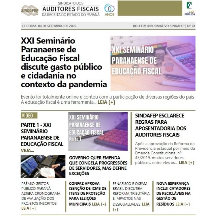 Boletim Informativo - Edição n° 61 - 04/09/2020