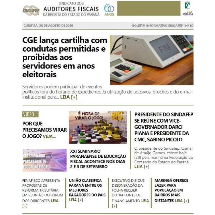 Boletim Informativo - Edição n° 60 - 28/08/2020