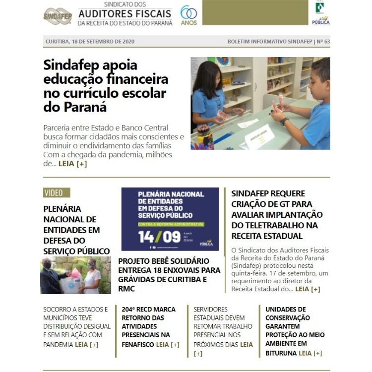 Boletim Informativo - Edição n° 63 - 18/09/2020