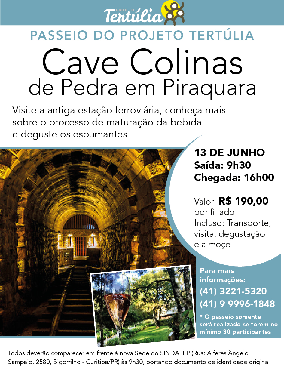 Projeto Tertúlia promove passeio na Cave Colinas de Pedra, inscrições até 5 de junho!