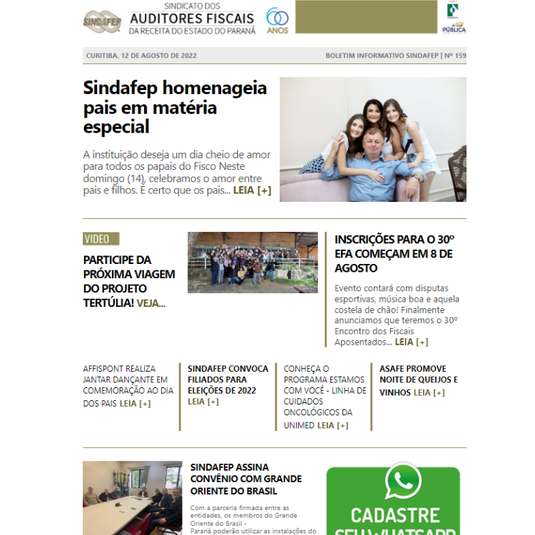 Boletim Informativo - Edição n°159 - 12/08/2022