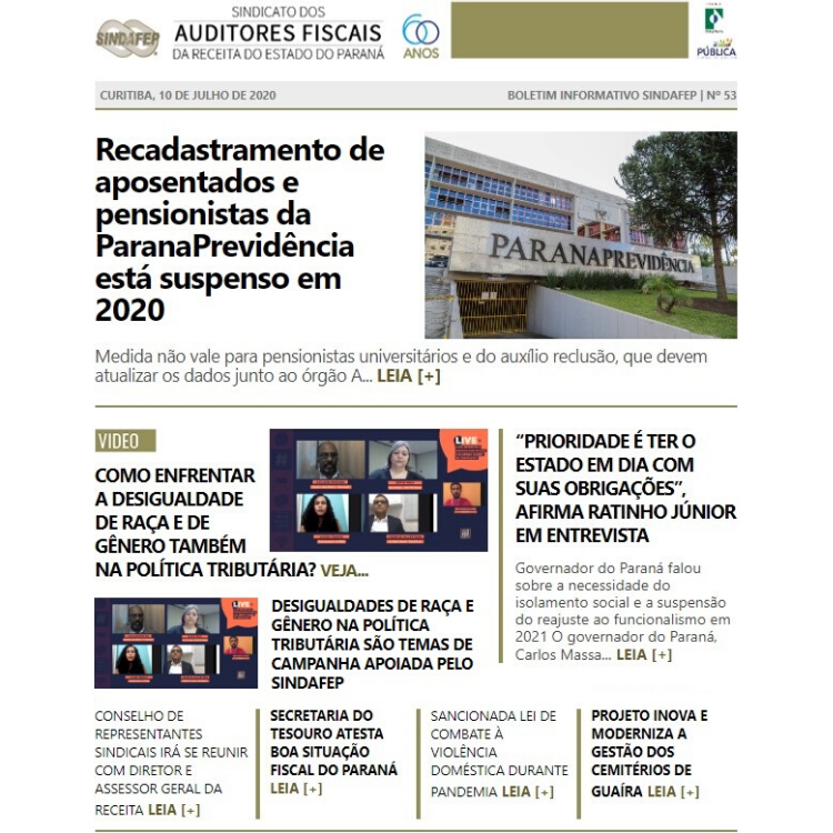 Boletim Informativo - Edição n° 53 - 10/07/2020